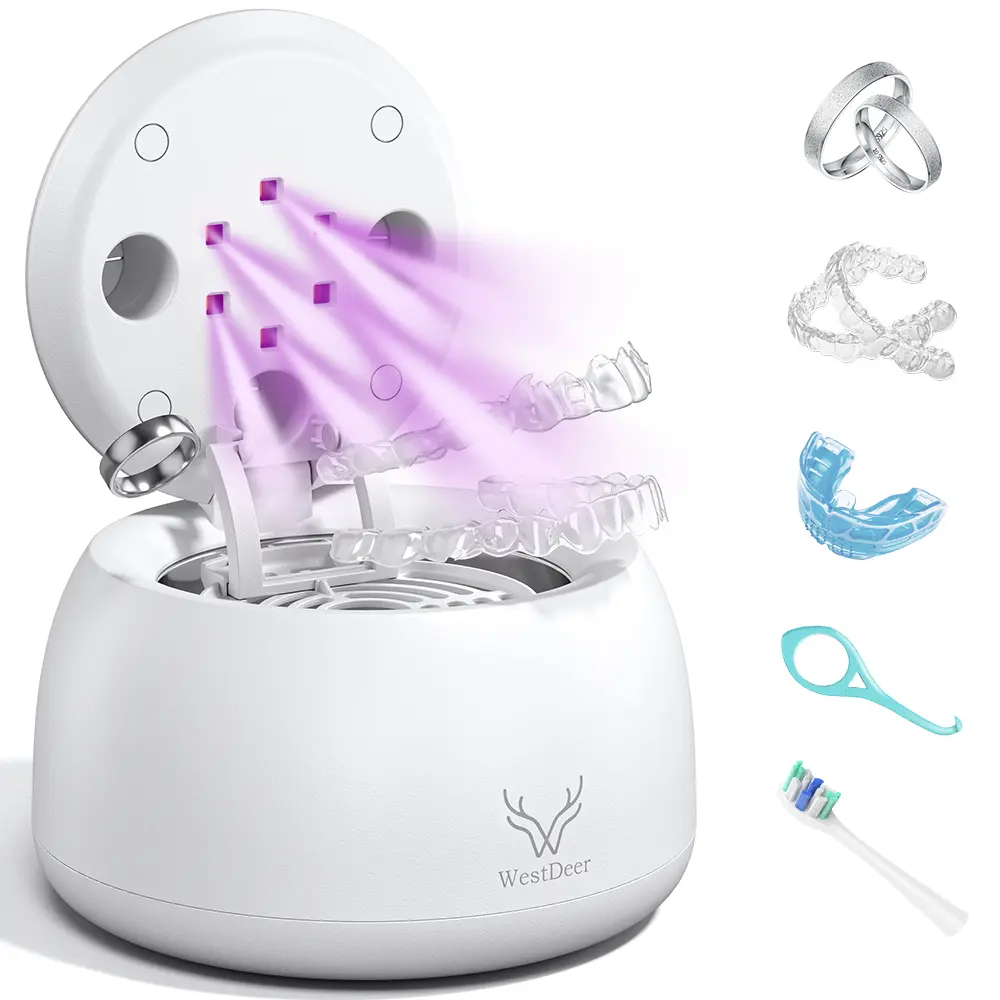 WindyWay Ultrasonic Cleaner with Rechargeable Batteries, 45kHz, UV Sanitizing, 4 Modes, 210ml Capacity, Portable for Dentures, Jewelry Rings - Home/Bathroom Travel Dental Care Solution, Ideal Gift,back to school,back to school haul
