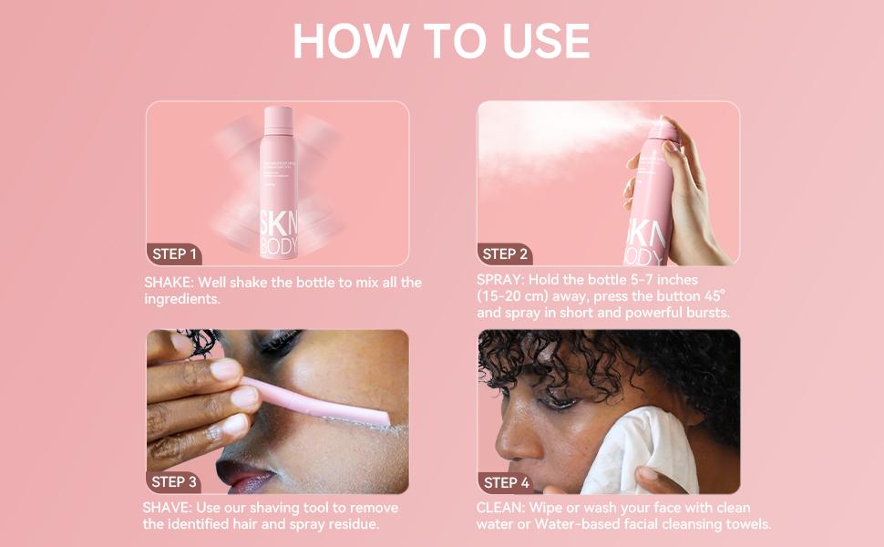 SKNBODY Hair Identifier Spray & Dermaplaning Razor Set – Facial Hair Removal Kit for Peach Fuzz, Smooth & Radiant Skin, Gentle Face Spray, Comfort Cosmetic Body Care