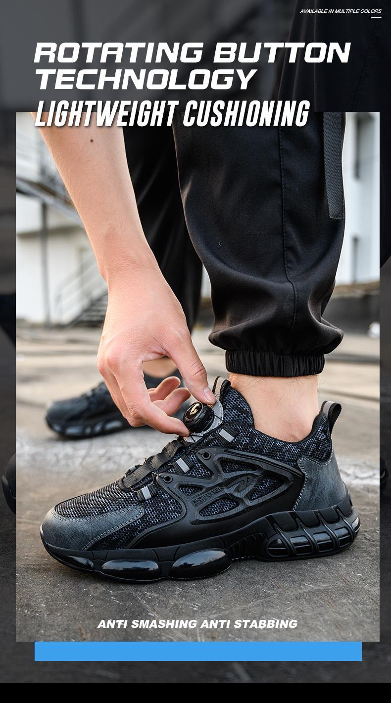 Men's Steel Toe Safety Sneakers with Swivel Buckle - Puncture-Proof Kevlar Midsoles, Anti-Slip Rubber Sole, Breathable Mesh Upper, Durable Work Boots for Outdoor Activities, Blue Collar Workers, Nurses