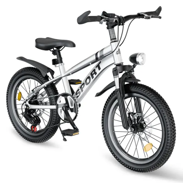 24 Inch Kids Mountain Bike, 7-Speed Youth Bicycle with Dual Disc Brakes & Front Suspension Fork, Lightweight Bike for Boys & Girls Ages 7-12