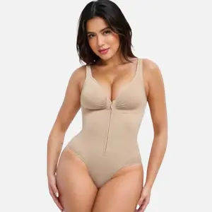 SHAPUM Nude Fajas Colombianas Shapewear | Tummy Control Butt Lifter Full Body Shaper Zipper Crotch Stretch Comfortable