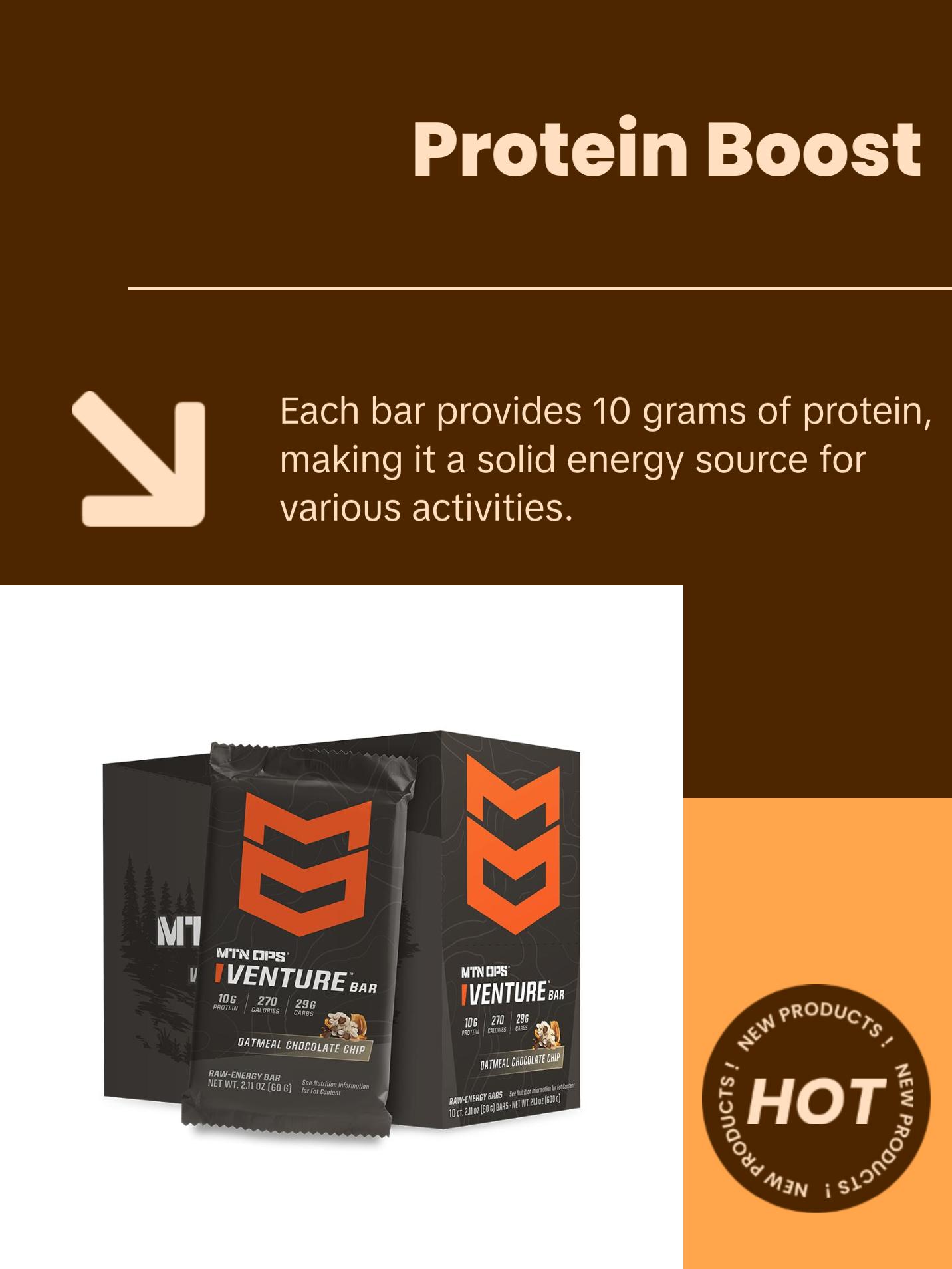 MTN OPS VENTURE BAR Snack Bar Fuel for Adventures Nutrients & Peanut-Based Raw Energy