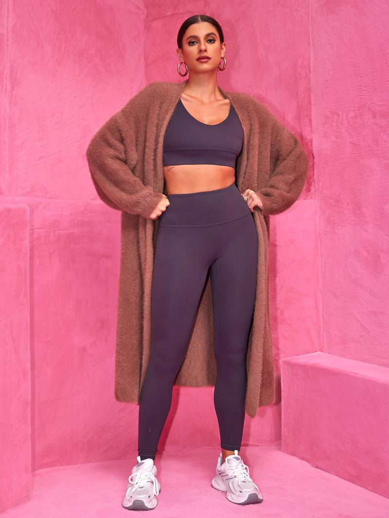 Joyfunear Women's Fluffy Longline Cardigan Wool Sweater - Soft Plush Texture & Oversized Fit for Cozy Layering