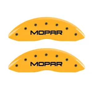MGP 4 Caliper Covers Engraved Front & Rear MOPAR Yellow finish black