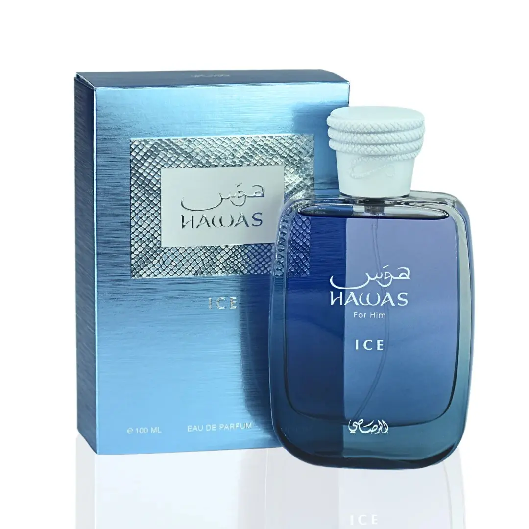 Rasasi Hawas Ice Men's EDP Perfume Fragrance - 100 ML (3.4 Oz) Long-Lasting Fresh Scent, Fruity Citrus Musk & Woody Amber Fragrance Notes of Fresh Citrus, Frozen Apple, Moss - Eau De Parfum