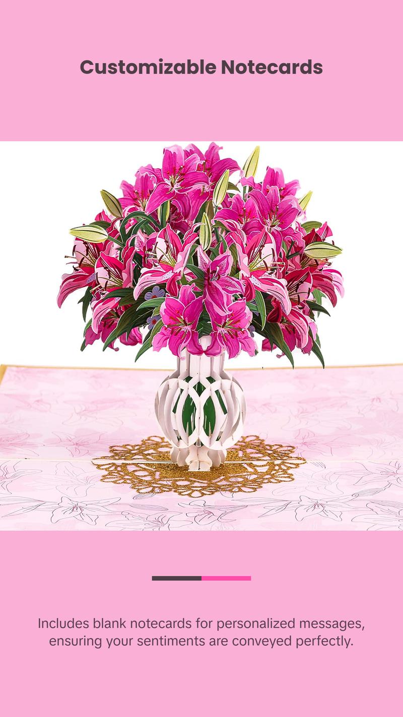 TRUANCE Pop up Card - Pink Lily Bouquet Flowers for Mother'S Day, Fathers Day, Anniversary, Birthday, Love, Valentine'S, Thank You, All Occasions TRUANCE