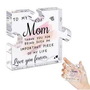 Gifts for Mom from Daughter Son - Best Mom Ever Gifts Unique Mother Birthday Acrylic Puzzle-Shaped Plaque Desk Decorations Present for Mom Anniversary
