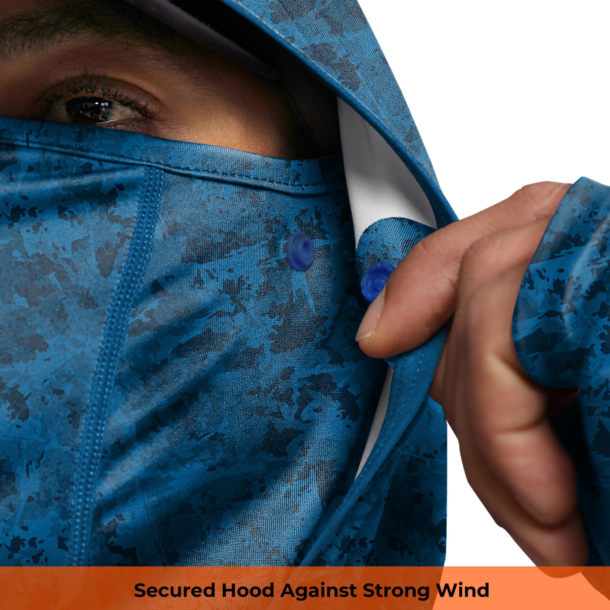 【RODEEL】934 Sun Hoodie Shirts w/ UV Detection Logo Mask Neck Gaiter Thumbhole Men UPF 100+ Sun Protection Long Sleeve Lightweight Quick Dry Moisture Wicking Breathable Cooling Athletic Activewear for Outdoor Sports Fishing Boating Construction Roofing