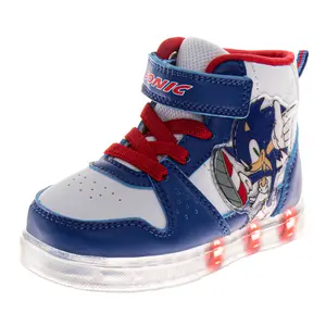 Sonic The Hedgehog High Top Sneakers Boys Speedy Athletic Racing Design Durable Canvas LaceUp Closure (Toddler / Little Kid)