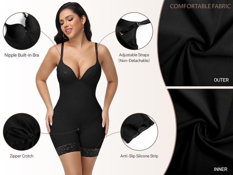 SHAPSHE Backless Shapewear Corset Bodysuit for Women Seamless Low Back Deep Plunge Full Body Shaper in Soft