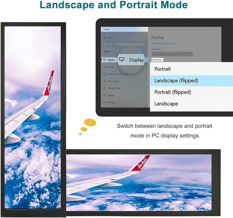 wisecoco 8.8“ Mini Bar Screen Display - Ultra-Wide IPS Panel, Type-C Connectivity, System Monitor for PC and Mac