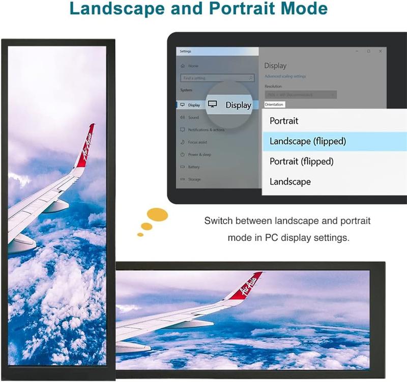 wisecoco 8.8“ Mini Bar Screen Display - Ultra-Wide IPS Panel, Type-C Connectivity, System Monitor for PC and Mac