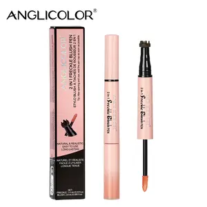 2 in 1 Faux Freckle Pen Stamp with Blush, Quick-drying, Waterproof, Long-Lasting, Freckle Sizd dot for Realistic 24H Freckle Natural Makeup