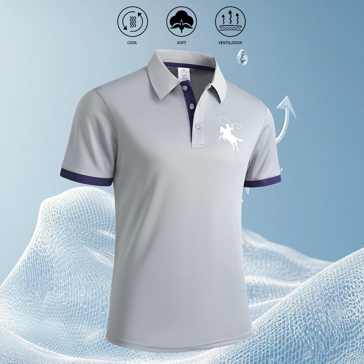 5-Pack Men's Summer Short Sleeve Polo Shirts with Stylish Contrasting Striped Neckline for Casual Wear Masculine Top