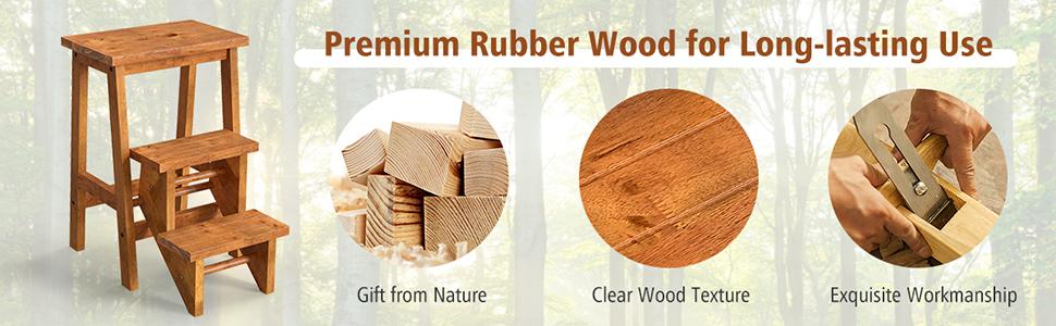 【Costway】3 Tier Folding Step Stool/Ladder Chair, 24"/30"/35" 3-in-1 Wood Foot Stool Display Storage Shelf Flower Rack for Home, Kitchen, Library