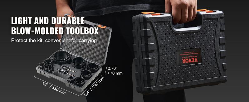 VEVOR Hole Saw Kit, TikTokShopBlackFriday, 18 PCS Saw Blades, 6 Drill Bits, 1 Hex Wrench, General Purpose Size from 3/4" to 4-1/2", Bi Metal M42 Hole Saw Set with Carrying Case, Ideal for Wood Board, Plastic and Iron Plate VEVOR Hole Saw Kit, TikTokShopBlackFriday, 18 PCS Saw Blades, 6 Drill Bits, 1 Hex Wrench, General Purpose Size from 3/4" to 4-1/2", Bi Metal M42 Hole Saw Set with Carrying Case, Ideal for Wood Board, Plastic and Iron Plate