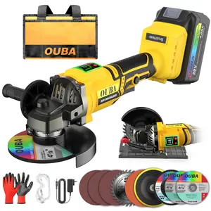 OUBA 20V Max Battery-Powered Grinder – 3-Speed Setting, LED Indicator – Fits Dewalt 20V Batteries – Comes with 4.5-inch Cutting & Grinding Discs