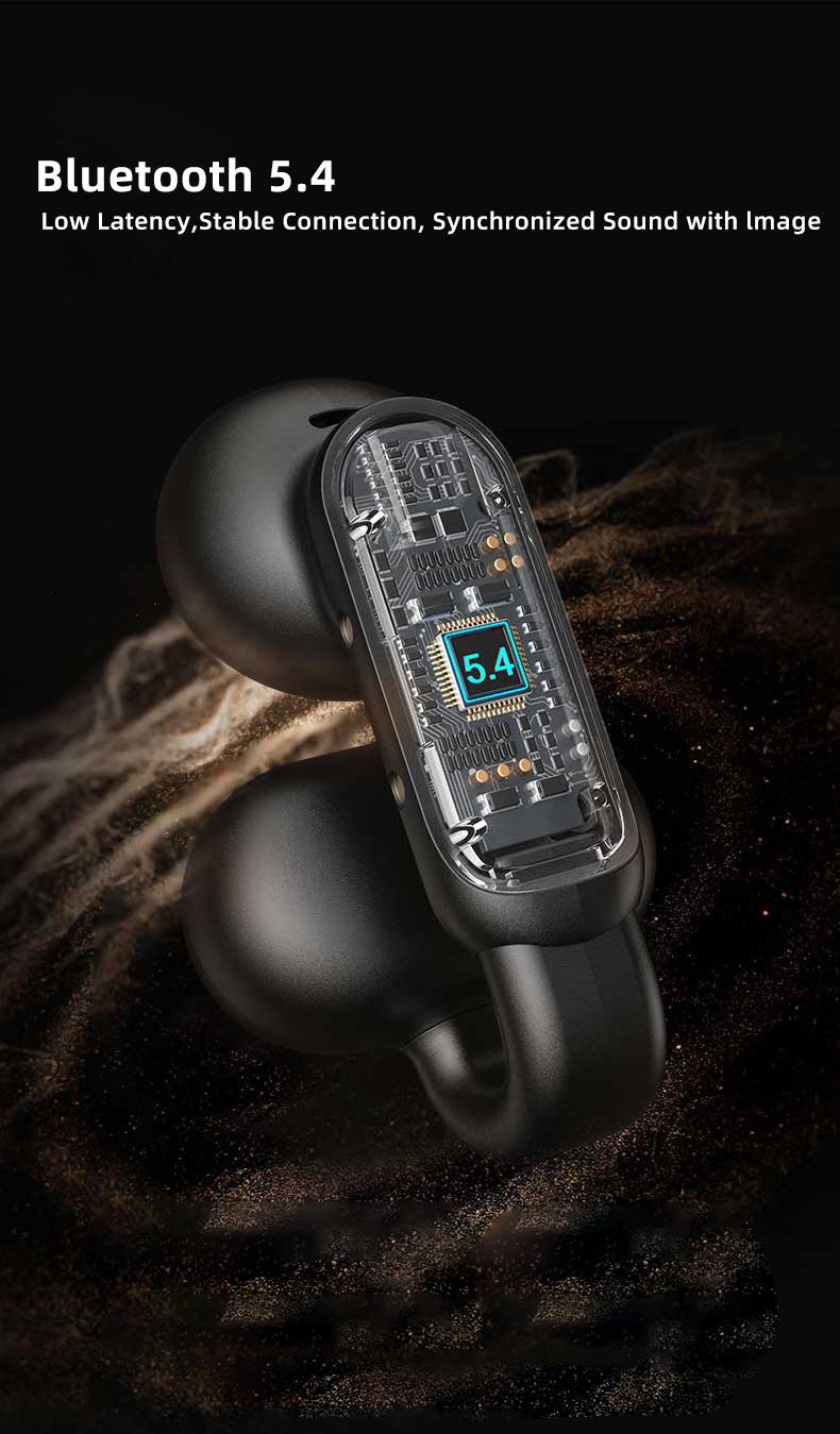 Monster Clip-On Open Ear Wireless Earbuds Bluetooth 5.4 Headphones with ENC Noise Cancelling Mic Ultra-Light Secure Fit for Sports Running Workouts Hi-Fi Stereo Sound 100H Playtime Fast Charging Halloween Gifts for Men and Women