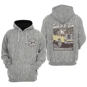 Pull Time Hoodie | Talk'n to 'Em | Deer Dogs Camo Hoodie, Men's Hunting Camo Hoodie, Vintage 3D , Gift Idea, Gift for Dad or Husband,Perfect For Outdoor Enthusiasts