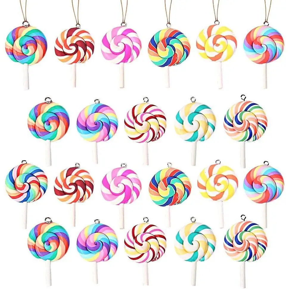24-Count Modern Small-Size Synthetic Polymer Clay Multicolor Candy-Theme Christmas Candy Cane Ornaments Set (1.1x1.2 Inches) - Long-Lasting Peppermint Pendants for Xmas Tree Decor, Adds Sweet Atmosphere