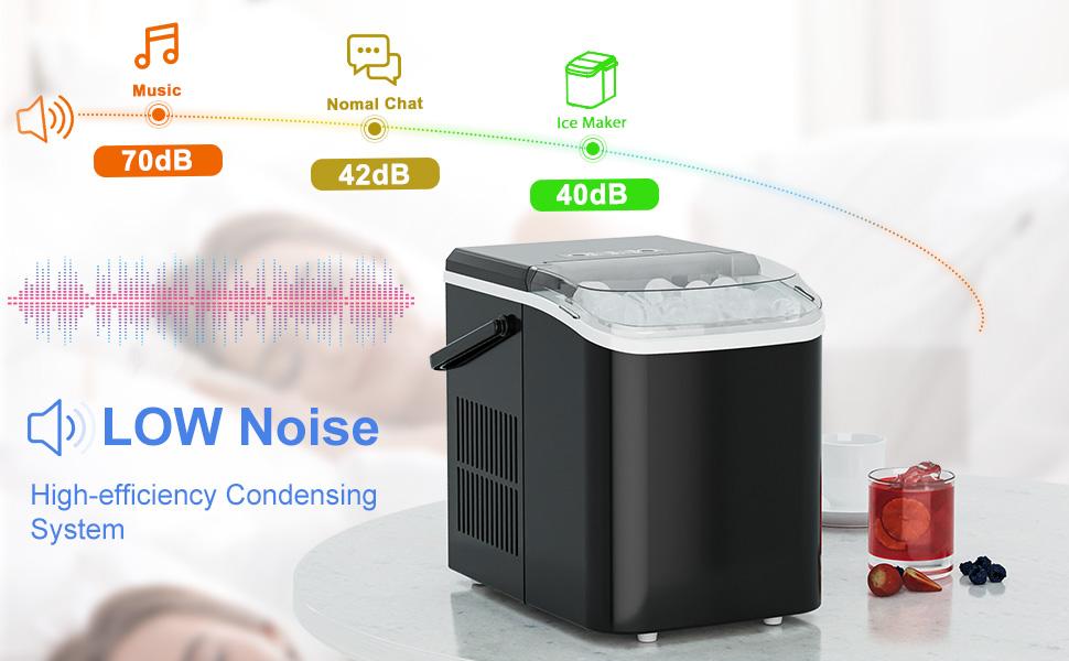 Countertop Ice Maker, Portable Ice Machine Self-Cleaning with Scoop, Basket and Handle, 9 Cubes in 6 Mins, 2 Sizes of Bullet Ice