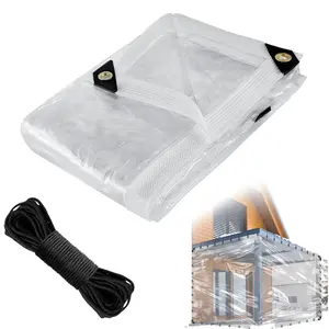 Clear Waterproof Tarpaulin with Grommets,Durable Outdoor Cover for Camping, Patio, andGarden Plants, Tarpaulin Trapal