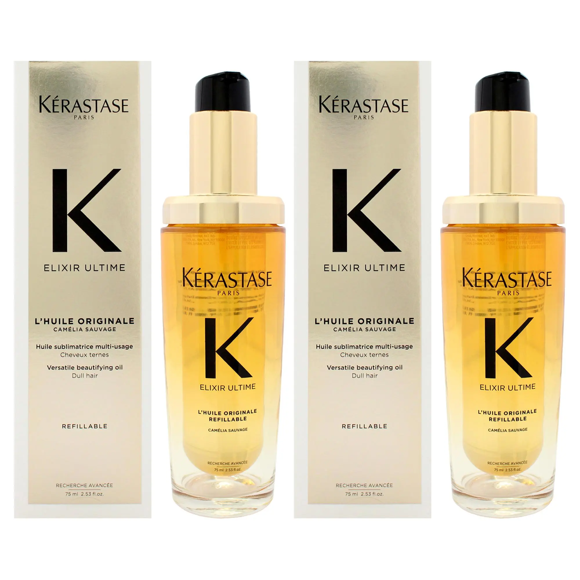 Elixir K Ultime Versatile Beautifying Oil by Kerastase for Women - 2.53 oz Oil (Refillable) - Pack of 2