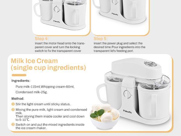 Pukomc Instant Gelato Machine – Quick-freeze bowl, no pre-freezing required! Effortless homemade sorbet & ice cream.