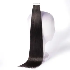 DNE Tape in Hair Extensions Real Human Hair 18 inches 20Pcs/50g/Pack Seamless #1B Natura Color Straight Invisible Double Sided Tape in Hair Extensions for Women/Girls Can Bleached and Curl