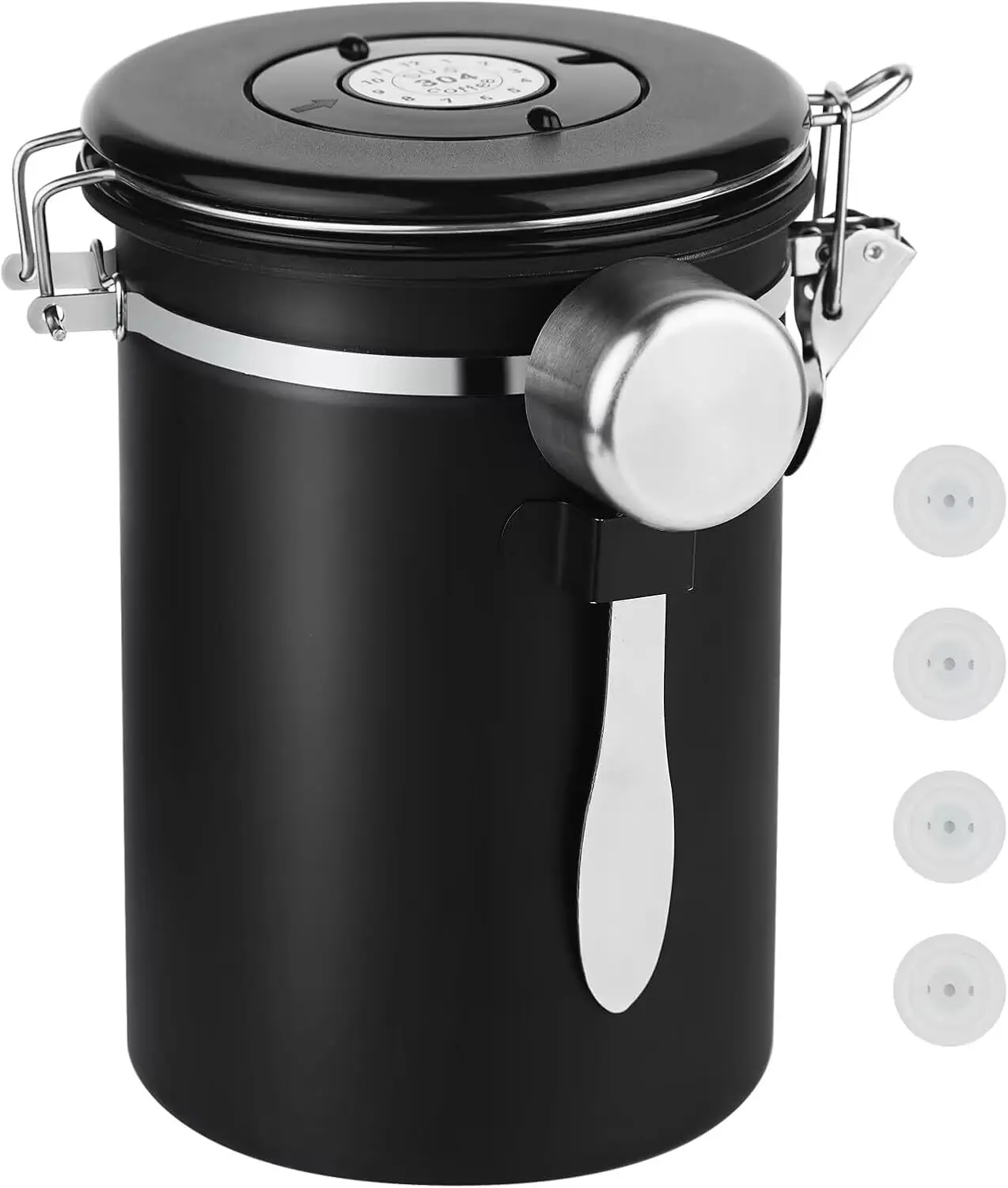 GMOX 22oz 304 Stainless Steel Airtight Coffee Containers with Freshness Lock - Office Kitchen Counter Storage, Dual-Mode 1-Way Degassing Valve, Measuring Scoop for Coffee Beans, Grounds, Tea,back to school,back to school haul
