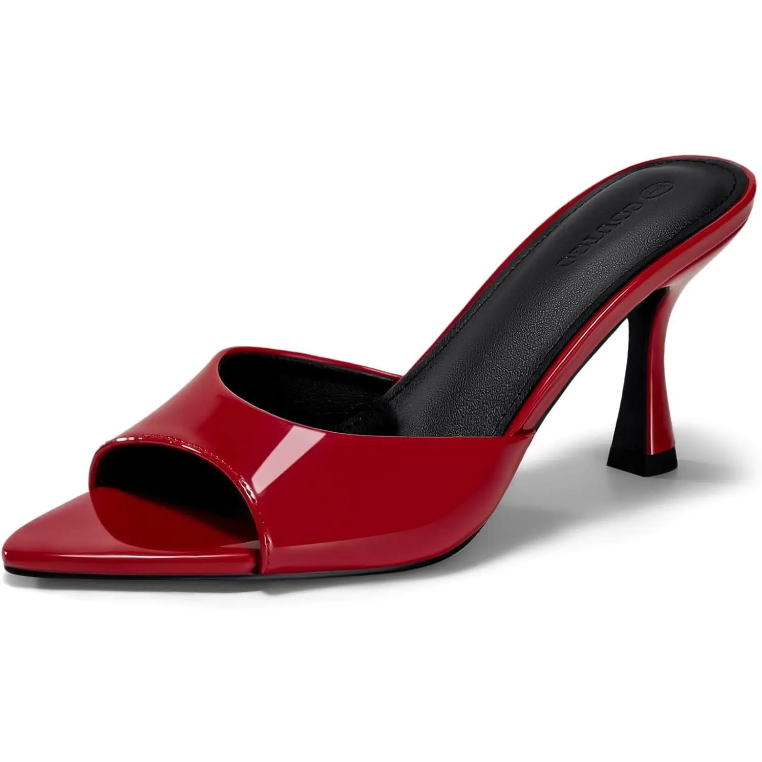 Coutgo Womens Heeled Mules Pointed Peep Toe High Heels Slip On Backless Mule Sandals Dress Shoes tiktokshopbacktoschool