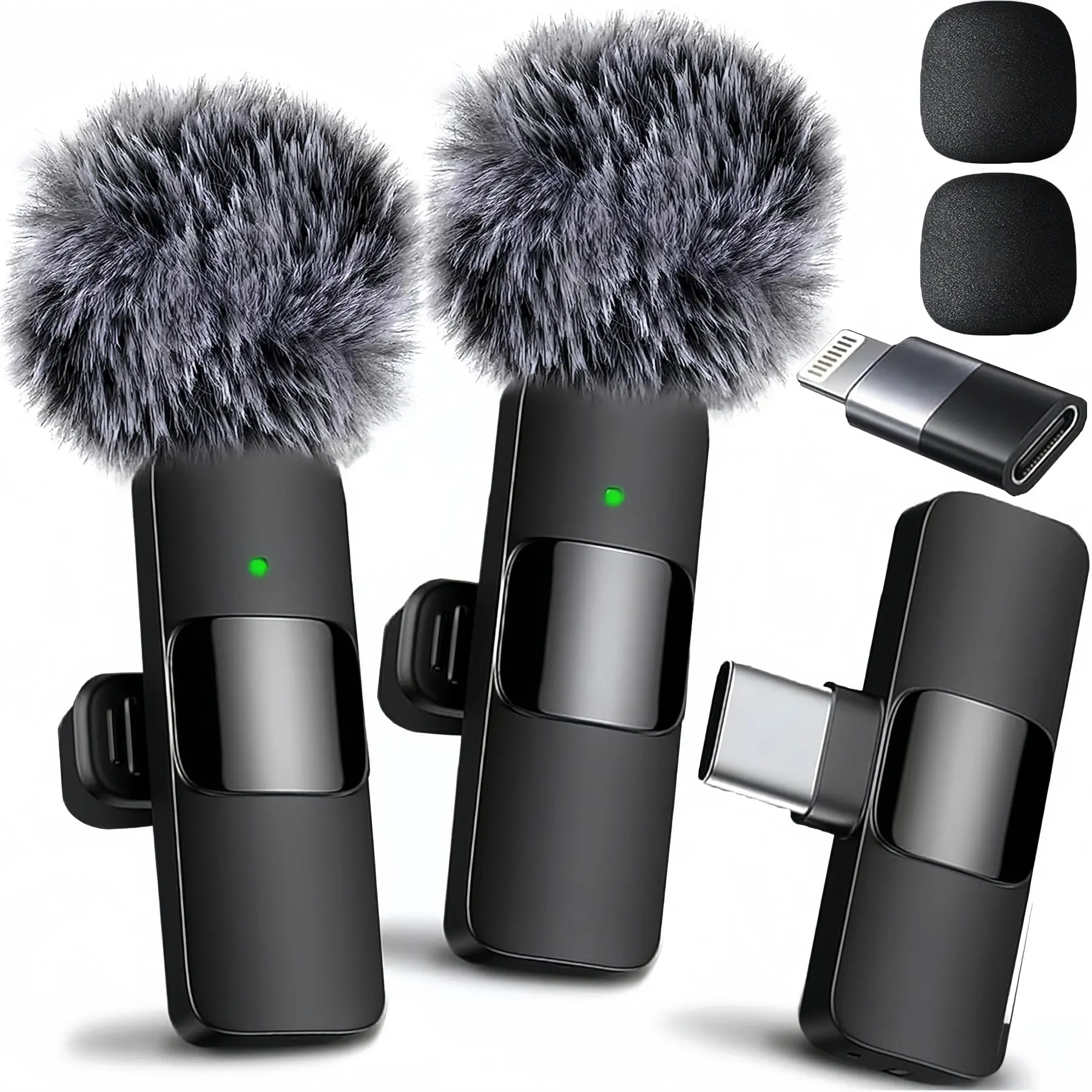 Portable Dual-Core Mini Wireless Lavalier Microphone Set with Receiver - Pro-Grade Omnidirectional Noise-Canceling Mic, 6-Hour Battery, Auto-Sync, USB-C/Lightning Charging for Phone/Pad, Recording, Streaming, Stage & Television Talent Video Devices, Stage