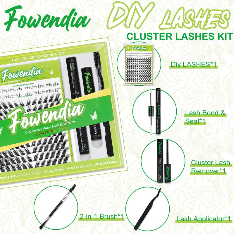 Fowendia Lashes Fox Cat Foxeyelash Eye | Waterproof Lash Clusters Kit C/D Curl DIY Extension Kit and Lash Clusters 8-18mm with Bond, Seal, Remover | Super Fine Invisible Band Lashes, Glue-Free Cat Eyelashes Lower Extensions dealsforyoudays