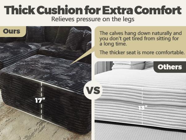 【2 Packages Shipping】Ovios 75" Oversized Sectional Double Lounge Chaise with Cloud Plush Sofa Bed,  Boneless Couch No Assembly Required, Fluffy Modern Sleeper Loveseat Chair for Indoor Living Room Bedroom Movie