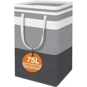 3Pack Large Laundry Baskets, Waterproof, Freestanding Laundry Hampers, Collapsible Clothes Hamper with Reinforced Handles in Laundry Room, College Dorm, Bathroom, Bedroom