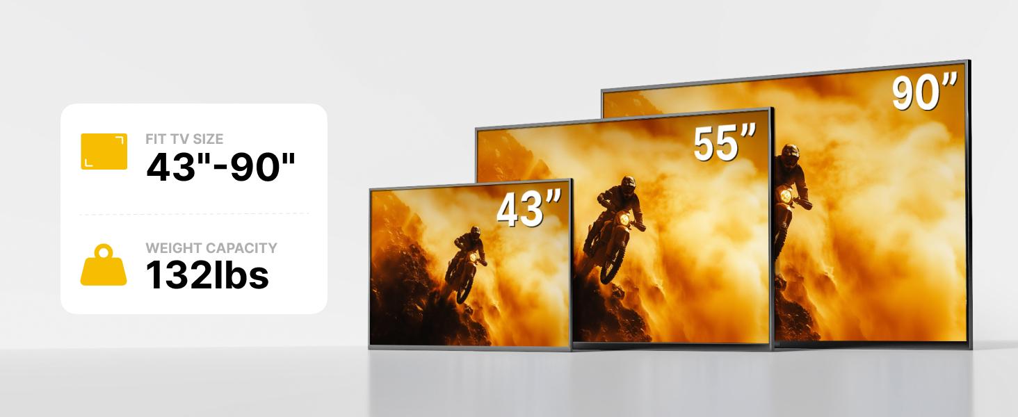 Long Arm TV Wall Mount for 43-95 Inch TVs, 42.5 Inch Extension, Swivel and Tilt, Full Motion, VESA 800 x 400mm, 132 lbs, 16',18' Studs Long Arm TV Wall Mount for 43-95 Inch TVs, 42.5 Inch Extension, Swivel and Tilt, Full Motion, VESA 800 x 400mm, 132 lbs, 16',18' Studs