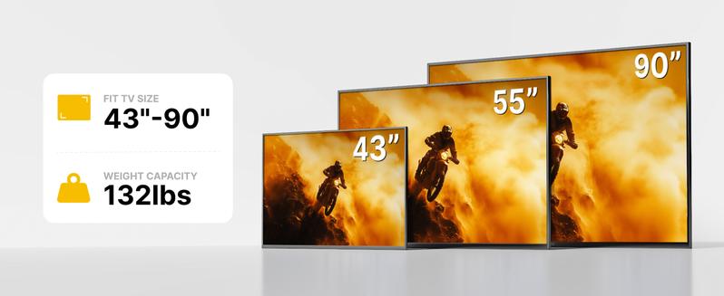 Long Arm TV Wall Mount for 43-90 Inch TVs, 42.5 Inch Extension, Swivel and Tilt, Full Motion, VESA 800 x 400mm, 132 lbs, 16',18' Studs