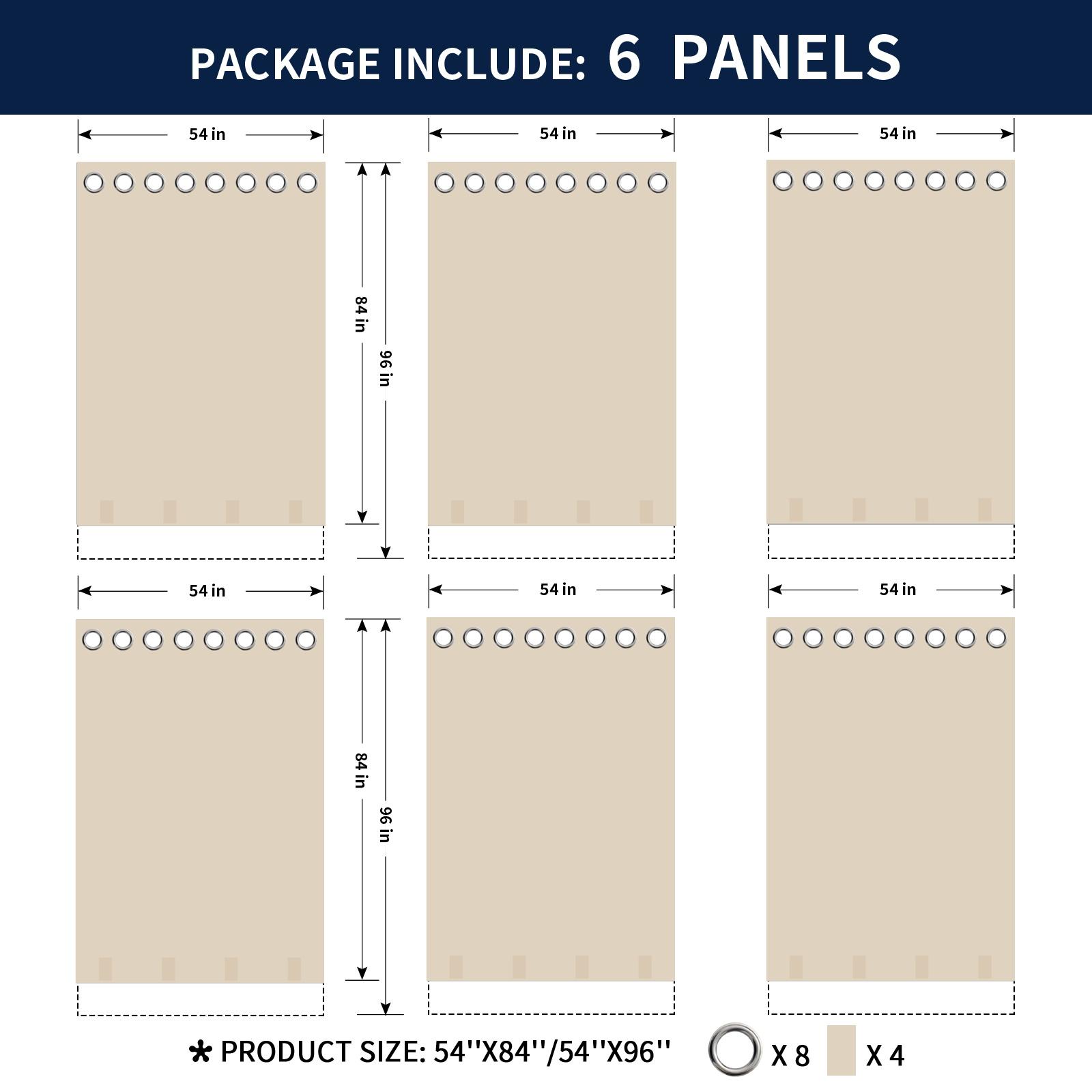Easy-Going Outdoor Curtains Waterproof Windproof Weatherproof Curtain for Patio, Cabana, Porch, Pergola and Gazebo, Grommet Top and Tab Bottom Drape