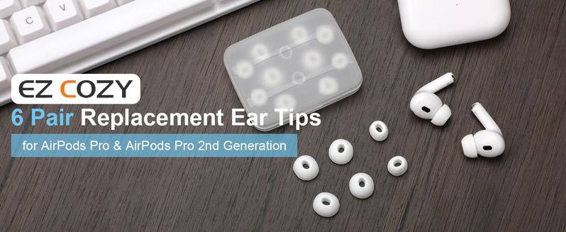 6 Pairs Replacement Ear Tips for AirPods Pro and AirPods Pro 2nd Generation with Noise Reduction Hole, Silicone Earbuds Tips
