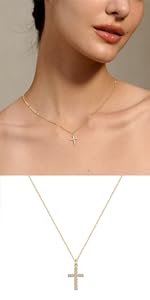 Tewiky Dainty Cross Necklace For Women Simple Cross Choker Necklaces Small Cross Pendant Tiny Cute Necklaces For Teen Girls Handmade Aesthetic For Women Jewellery For Easter