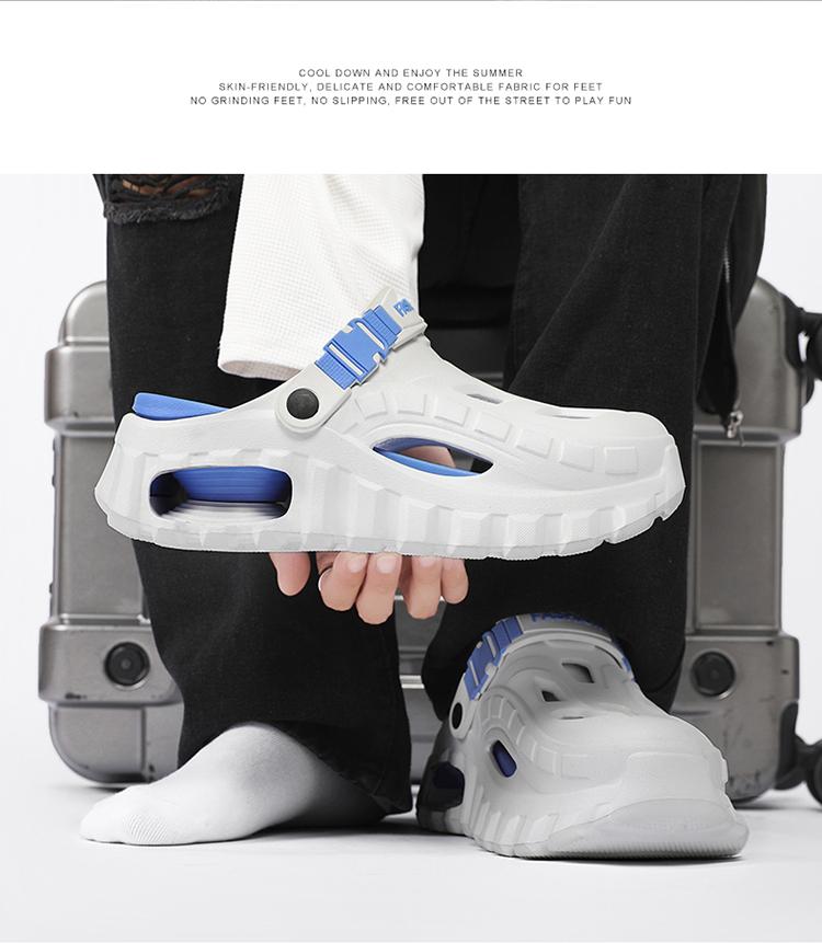 Men's Summer Slippers Outdoor Teenagers Thick Sole Height Increasing Driving Dual Use Closed Toe Cool Hollow Shoes
