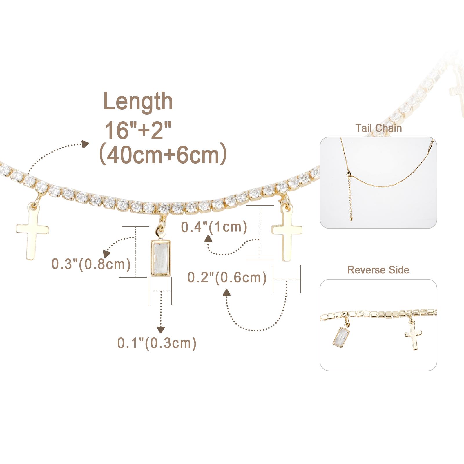 MEIITRUE 14K Gold Plated Cross Pendant Necklace for Women, Dainty Cubic Zirconia Charm Necklace, Perfect Jewelry Gift for Girls