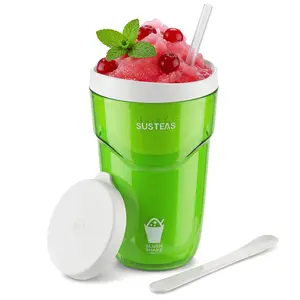 SUSTEAS Magic Slush Cup - Make frozen drinks in 15 mins! Double-wall insulated tumbler (240ml) with spoon & straw. Perfect for shakes, slushies, cocktails & healthy smoothies. Portable & easy to use.