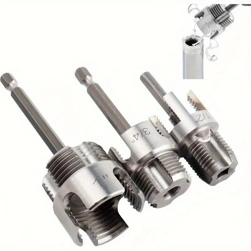 Heavy-Duty PVC Plastic Pipe Threading Tool Kit, Pipe Threader Kit, DIY Tools, Hand Tools, 1/2'/3/4'/1' Male Female Threads, Compatible for PVC Ppr Mpp Pipes, DIY Professional Plumbing