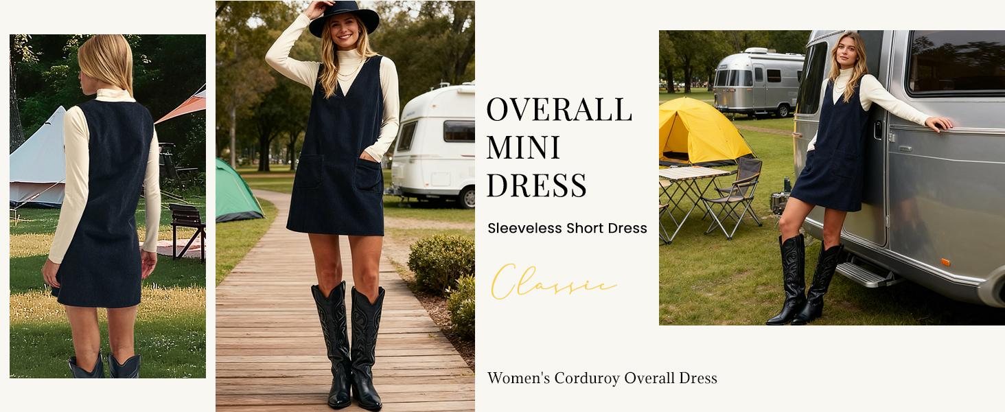 Ommig Women's Corduroy Overall Dress Round Neck A Line Skirtall Jumper Mini Dress Pinafore with Pockets ValentinesDay Outfit Ommig Women's Corduroy Overall Dress Round Neck A Line Skirtall Jumper Mini Dress Pinafore with Pockets ValentinesDay Outfit