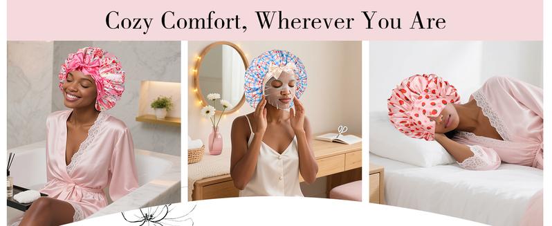 SeSe Code Satin Hair Bonnet for Sleeping with Detachable Eye Mask - Non-Slip Hair Wrap for Curly Hair