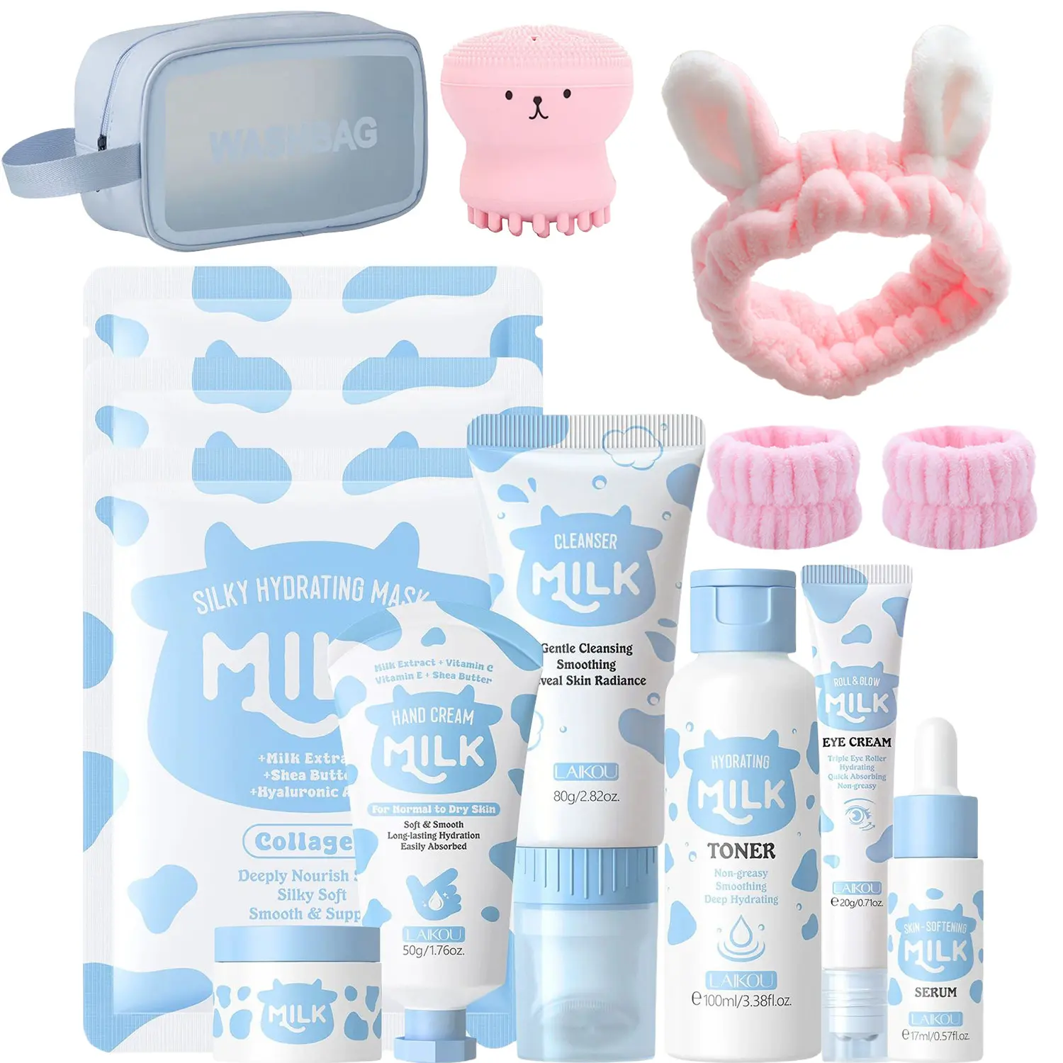 Milk Skincare Set for Kids & Teens, Moisturizing Skin Care Kit,Complete Kids Skin Care Set for Women And Teens, Skin Care for Kids Girl 10-55, Skin Care Set for Teens, Face Care Kit Gentle, Nourishing, All Skin Types(5/14/20pcs)