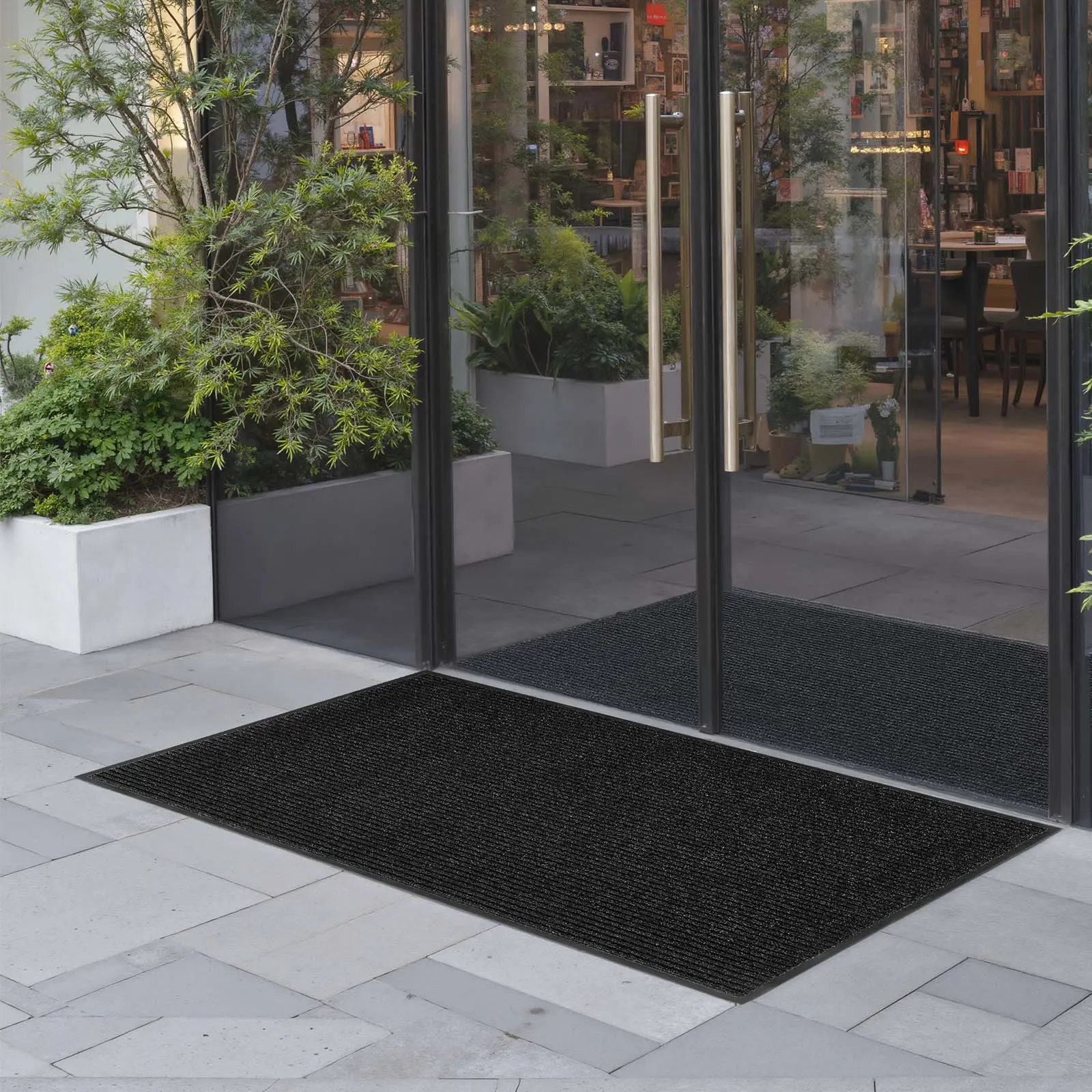 VEVOR Front Door Mat, 6 x 4 ft Commercial Floor Mat for Indoor and Outdoor, Stylish Striped Industrial Carpet with PVC Backing, Heavy Duty Washable Entry Rug for Hallway, Balcony, Garage, Grey#BackToSchool