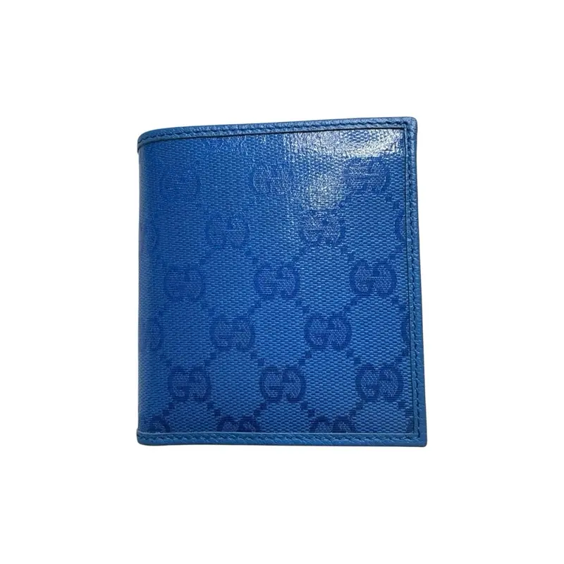 Pre-owned Leather Small Leather Goods Gucci GG Crystal Bifold Wallet in Blue