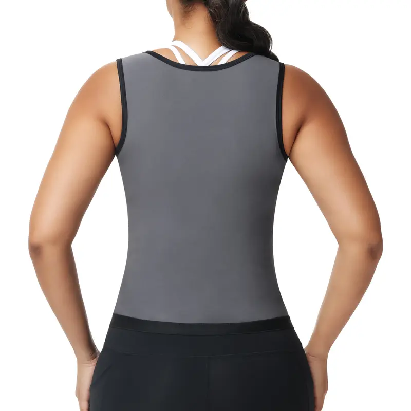 Outdoorfun Women's Adjustable Waist Trainer Corset Vest - Elastic Spandex Compression Sauna Tank Top with Zipper, Athletic Sports Clothes Casual Gym Stuff Waist Trainers Sauna Activewear for Workout, Fajas Para Mujer, Gym Clothes Women